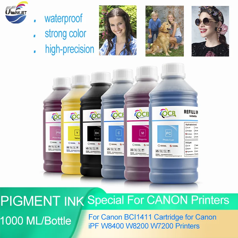 

1000ml Pigment Ink For Canon BCI1411caitridge for Canon iPF W8400 W8200 W7200 Printer Refill Ink Free Shipping 6 Colors