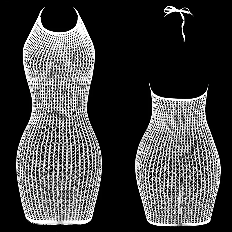 1PC Women Sexy Fishnet Cover Up Without Bikini Hollow Out See Through Bodycon Dress Beachwear Summer Women's Swimwear DS140 3