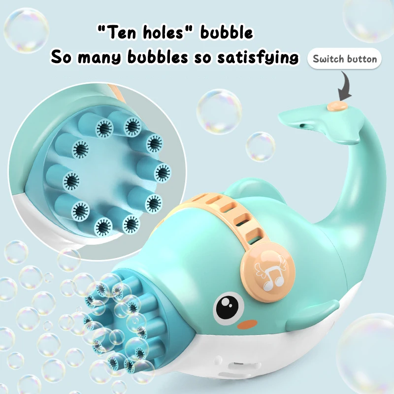 Dolphin Electric Automatic Bubble Blowing Machine for Kids Cute Dolphin Shape with Music Light Boys Girls Leisure Outdoor Toys cute baby cartoon car electronic toys with universal wheels music light electric educational toys for kids boys 3 4 5 gift