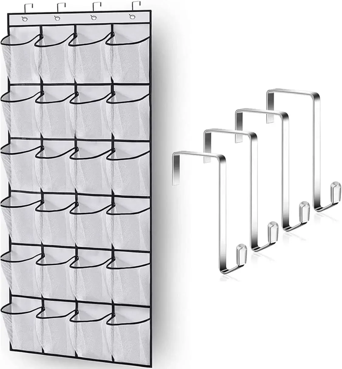 24pocket Hanging shoe rack organizer Over the Door Shoe Organizer Large Breathable Mesh Pockets slippers organizer shoe storage 2