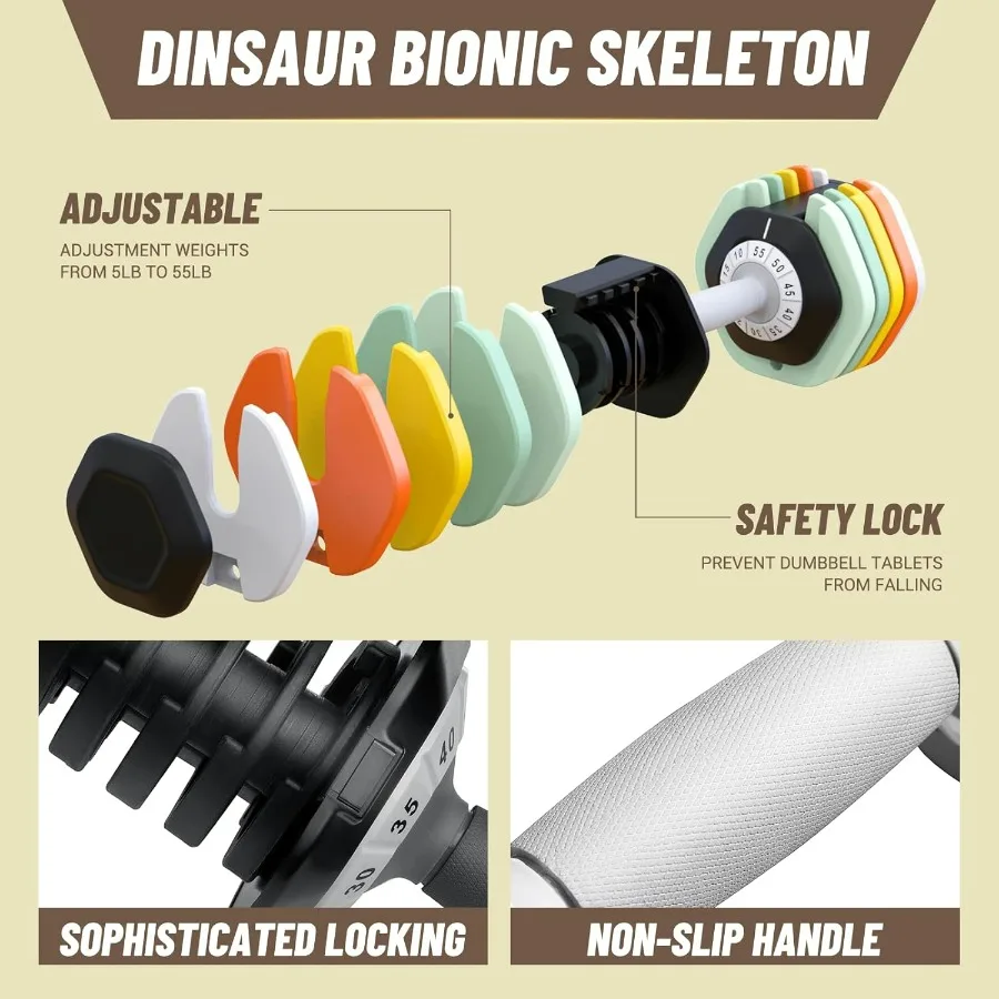 55 lbs Pair Adjustable Dumbbell Set, Adjust Dumbbell Weight for Exercises Pair Dumbbells for Men and Women in Home