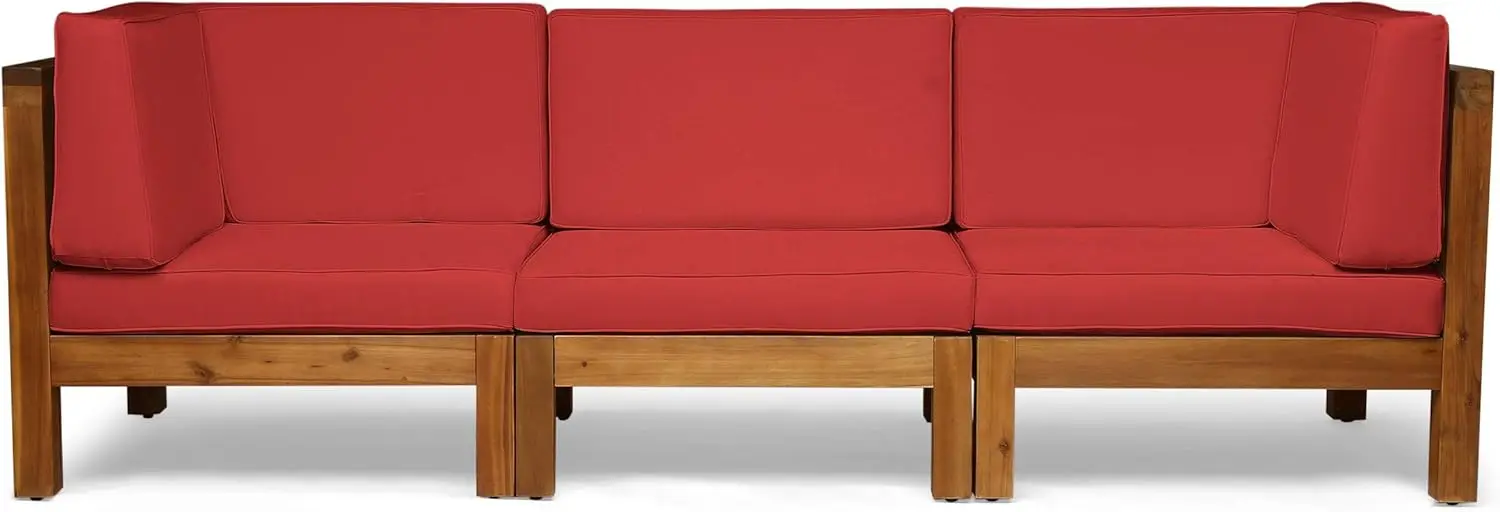 Outdoor Sectional Sofa Set -Seater - Acacia Wood - Outdoor Cushions 3