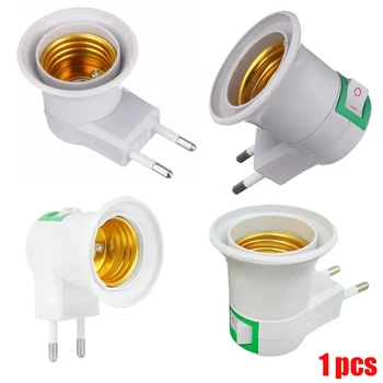 LED 램프 전구 소켓 베이스 거치대 EU 플러그 어댑터, ON/OFF 스위치, 화이트 스위치, E27 소켓 램프 베이스, 램프 소켓, 1 개