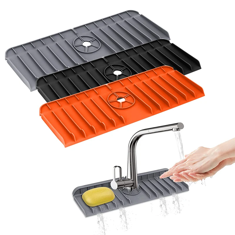 

Kitchen Sink Splash Guard Silicone Sink Faucet Mats Sink Draining Pad Behind Faucet Kitchen Sink Accessories Water Catcher Mat