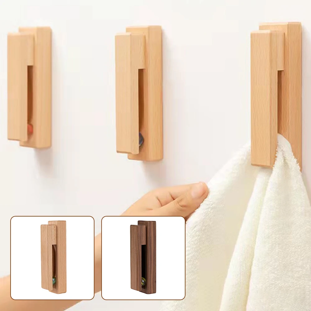 Marble Slide Towel Holder Wooden Towel Racks for Bathroom No Drilling Needed for Kitchen Home Decor