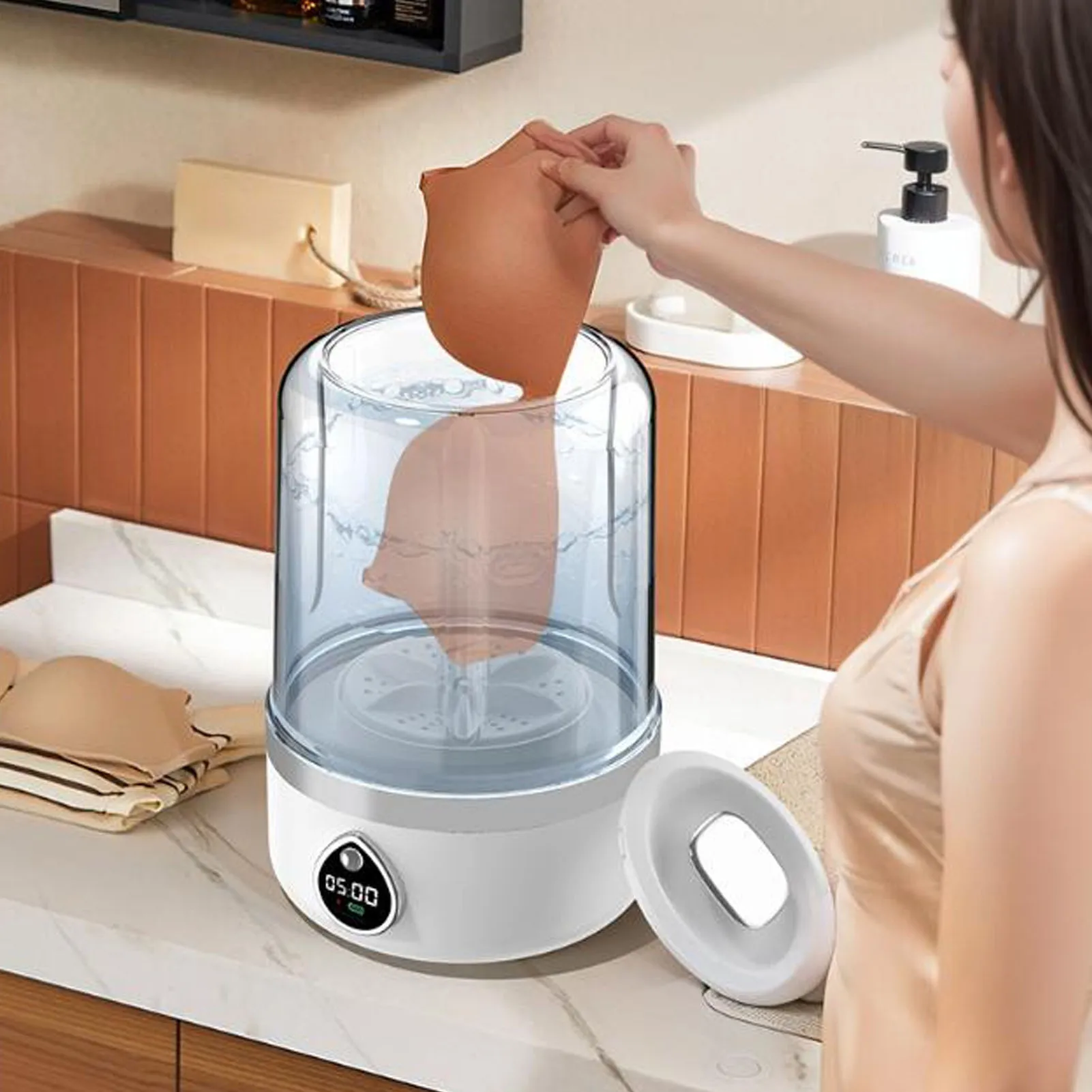 Mini Washing Machine Underwear Washing Machine 2 Gears Gentle High Speed Turbo Motor USB Rechargeable  Cleaning for Travel