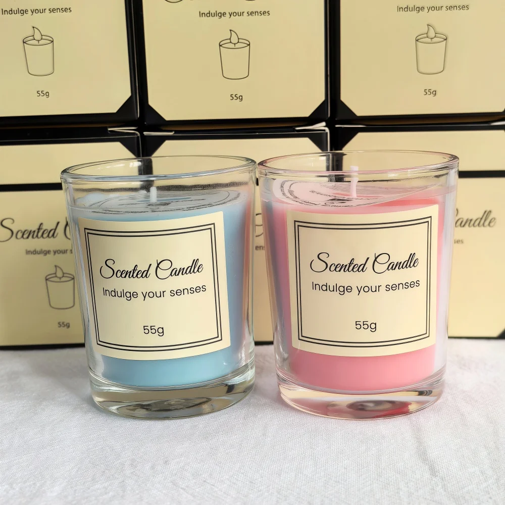 Luxurious Handmade Scented Candles Gift Set - Colored Soy Wax in Elegant Glass Holders