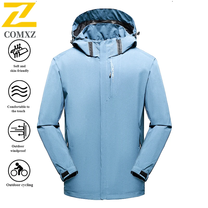 ​Men's Outdoor Hiking Jacket Waterproof Windproof Breathable Tactical Softshell Windbreaker Hooded Camping Travel Sports​ Coat
