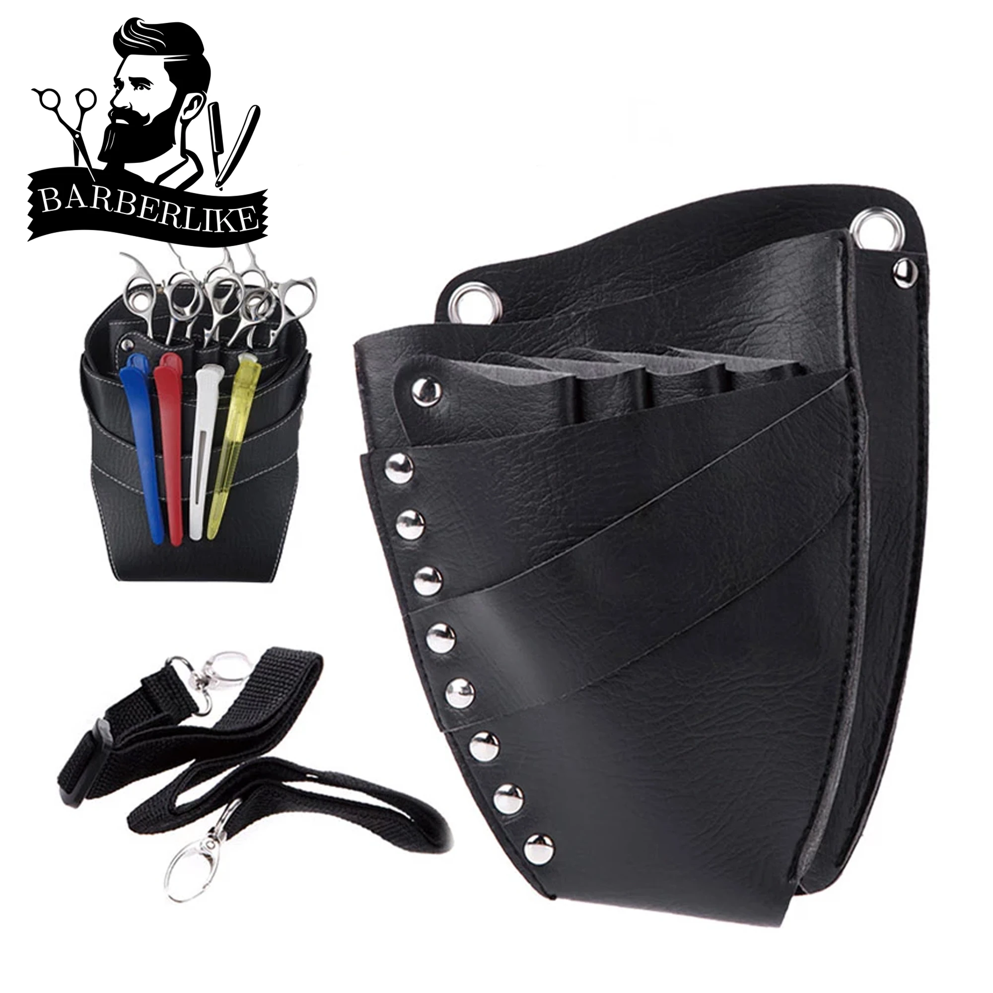 Barber Salon PU Leather Hair Scissor Storage Bag Hairdressing Holster