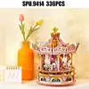 (no Box)336pcs 3d Wooden Puzzle Rotatable Diy Romantic Carousel Game Gift Children Kids Assembly Music Box Toy 4