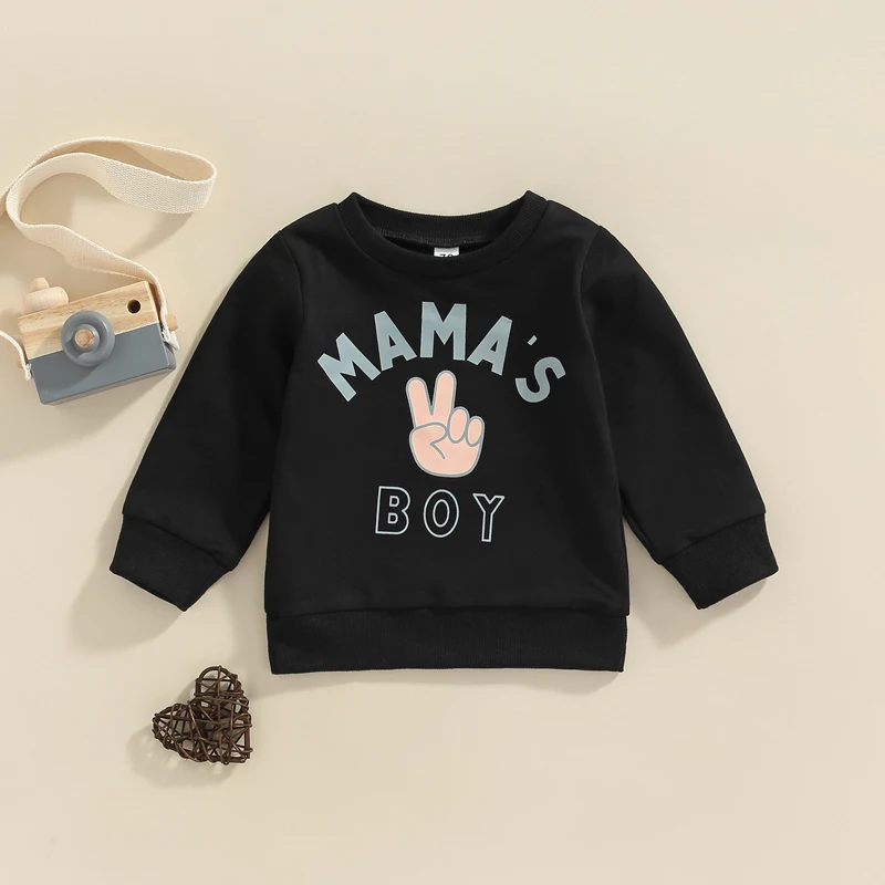 FOCUSNORM 0-3Y Autumn Baby Boys Girls Cute Sweatshirt T Shirts Letter Printed Long Sleeve Pullover Outwear