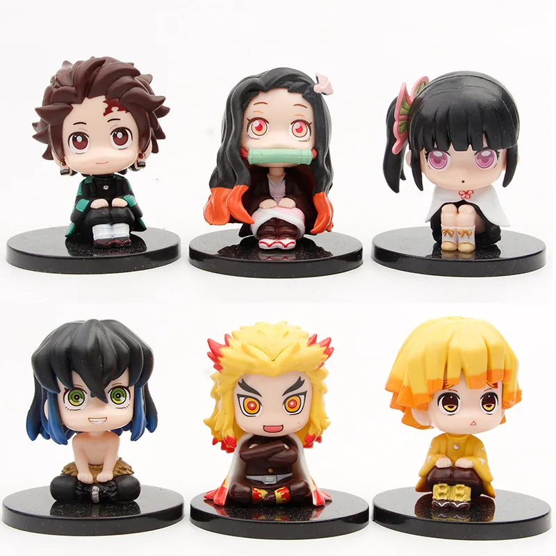 

Anime Demon Slayer Model Figures Q Ver. Tanjirou Nezuko Zenitsu Inosuke Kanao Kyoujurou Action Figures Toys Gift 6pcs/set