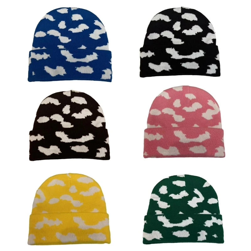 

Adult Knitted Jacquard Cloud Hat Students Outdoor Cycling Skiing Hat Lovely Cold Winter Keep Warm Hat for Couple