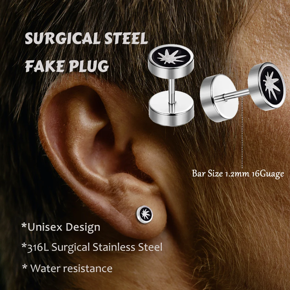 Guess Orecchini 2 Pezzi Orecchini A Borchie Finti - Tappi Illusione Per Allungamento Orecchie, In Acciaio Inox Orecchini Senza Foratura - Foto 11