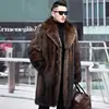 Men's long fur coat winter warm mink coat fat jacket loose casual windbreaker 3