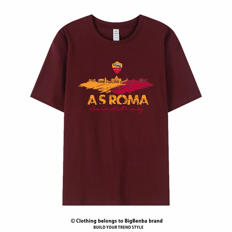 

Оригинальный дизайн: футболка с коротким рукавом Roma team с широкими полосками, КАК ROMA, Моуринью, такой же стиль, как Рим skyline