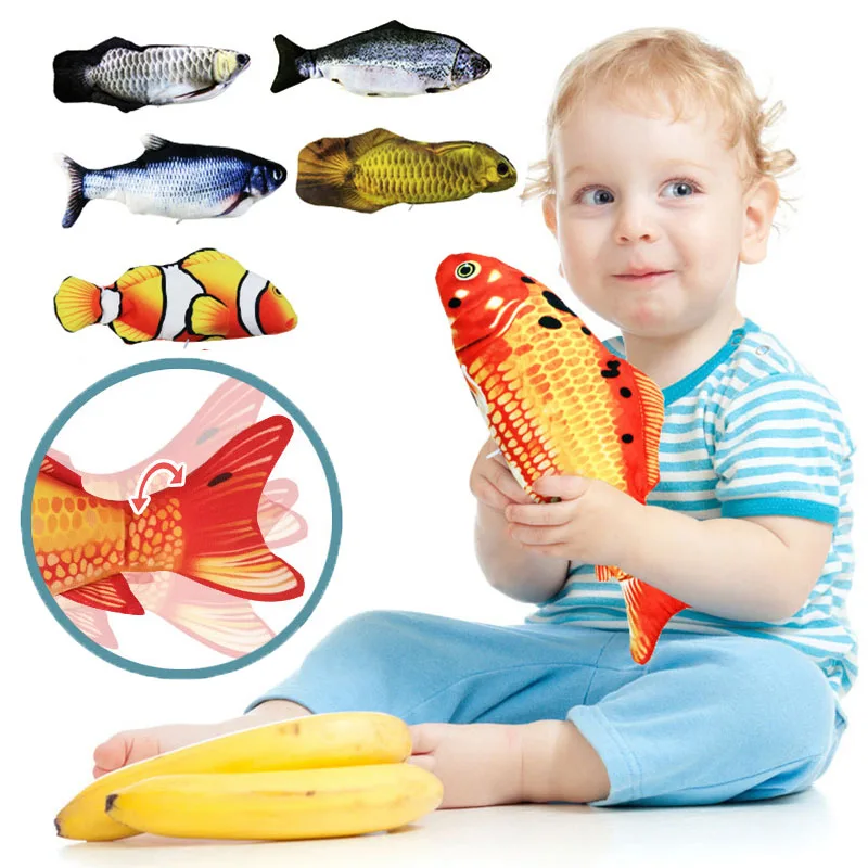 

Electric Fish Toy For Sleeping Baby Simulation Fish Swing Kitten Dance Fish Toy Animal Model Cognitive Interactive Gift for Kids