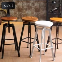 Industrial Swivel  Bar Stools ,Wrought-iron Bar Chair,Household Lift Bar Chairs,Solid Wood High Chair,High Bar Stools 5