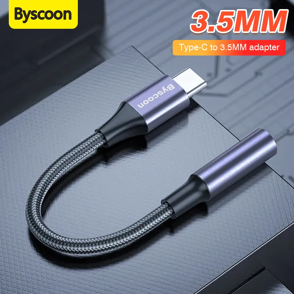 Кабель-переходник Byscoon с USB Type C на 3,5 мм Aux 3,5 мм для Samsung Galaxy S21 Ultra S20 Note 20