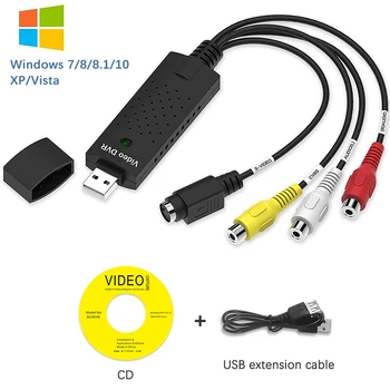 USB 2.0 비디오 쉬운 캡 VHS-디지털 변환기 오디오 캡처 카드 VHS 박스, Win 7/8/10 용 VHS VCR TV-디지털 변환기
