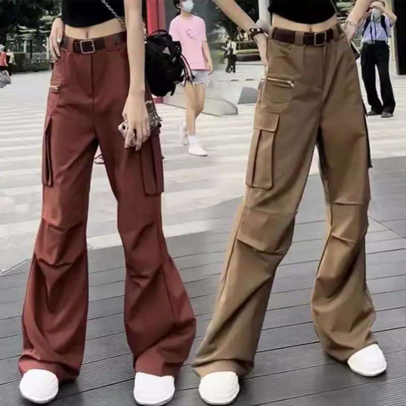 Explosive Street Design Sense Work Pants for Women's New American High Waist Loose Slim Sweeping Floor Pants Casual Pants