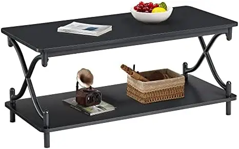 

Набор из 2 предметов с выдвижным ящиком для спальни, прикроватный столик с хранилищем и открытой полкой для гостиной, черный