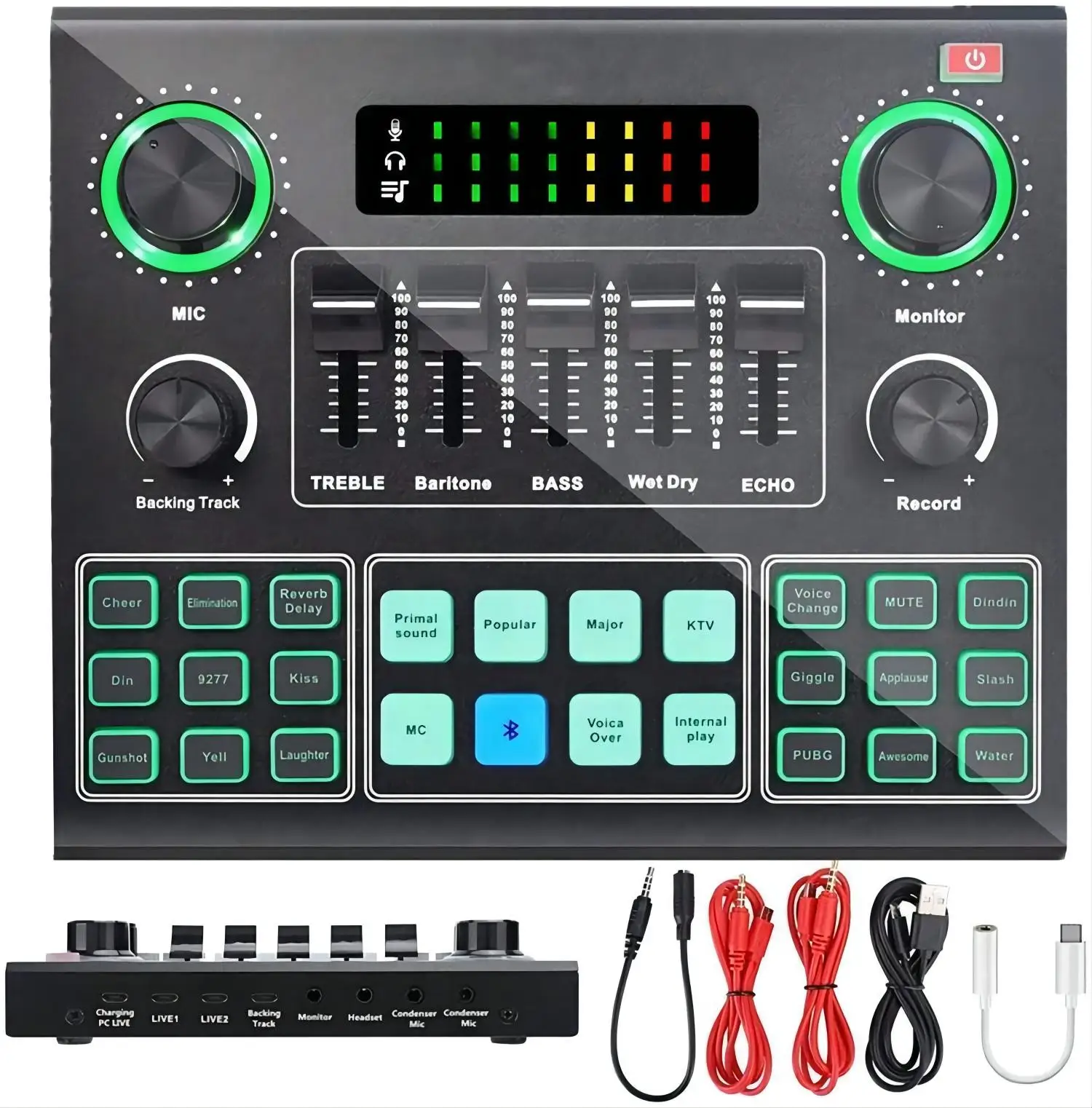 V9SJ External Audio Mixer Live Sound Card Mobile Phone Voice Changer Karaoke Broadcast Recording Home KTV Game Music Singing V10