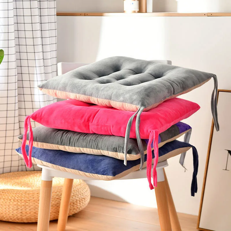 8 Colors Square Chair Cushions Non Slip Winter Office Seat Pad Soft  Restaurant Chair Cushions With Bandage Thick Tatami Sit Mat - Cushion -  AliExpress