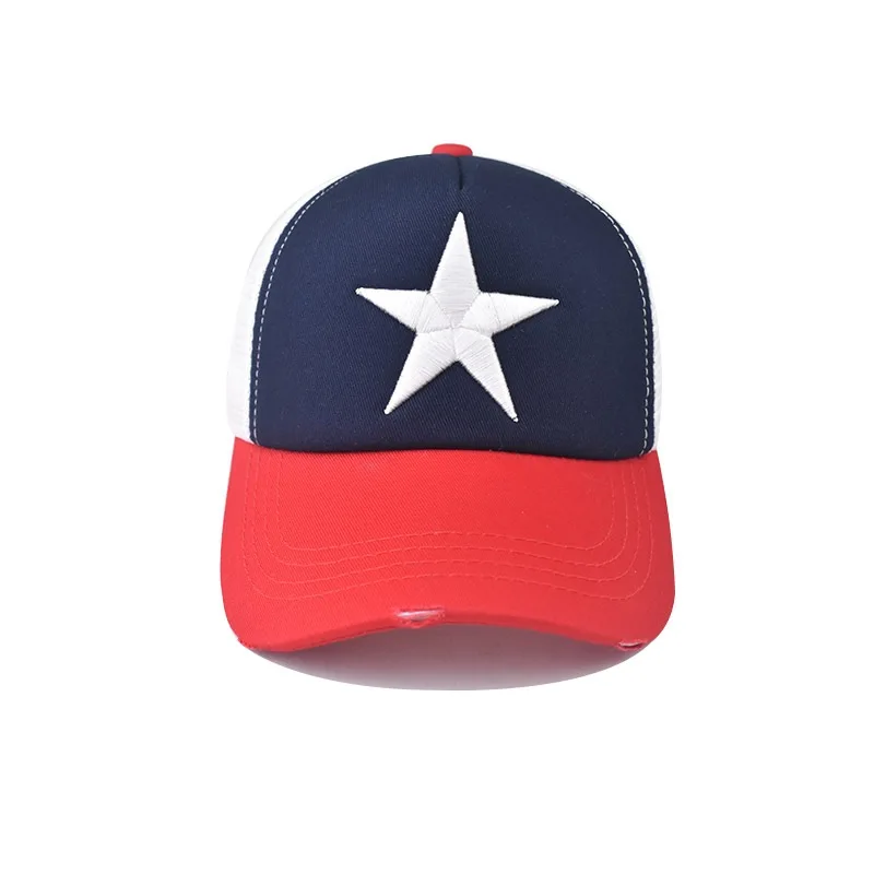 Hot Sale Unisex Adjustable Mesh Cap Casual Plain Embroidery Five-Star Cotton Baseball Cap Summer Trucker Hat for Women And Men