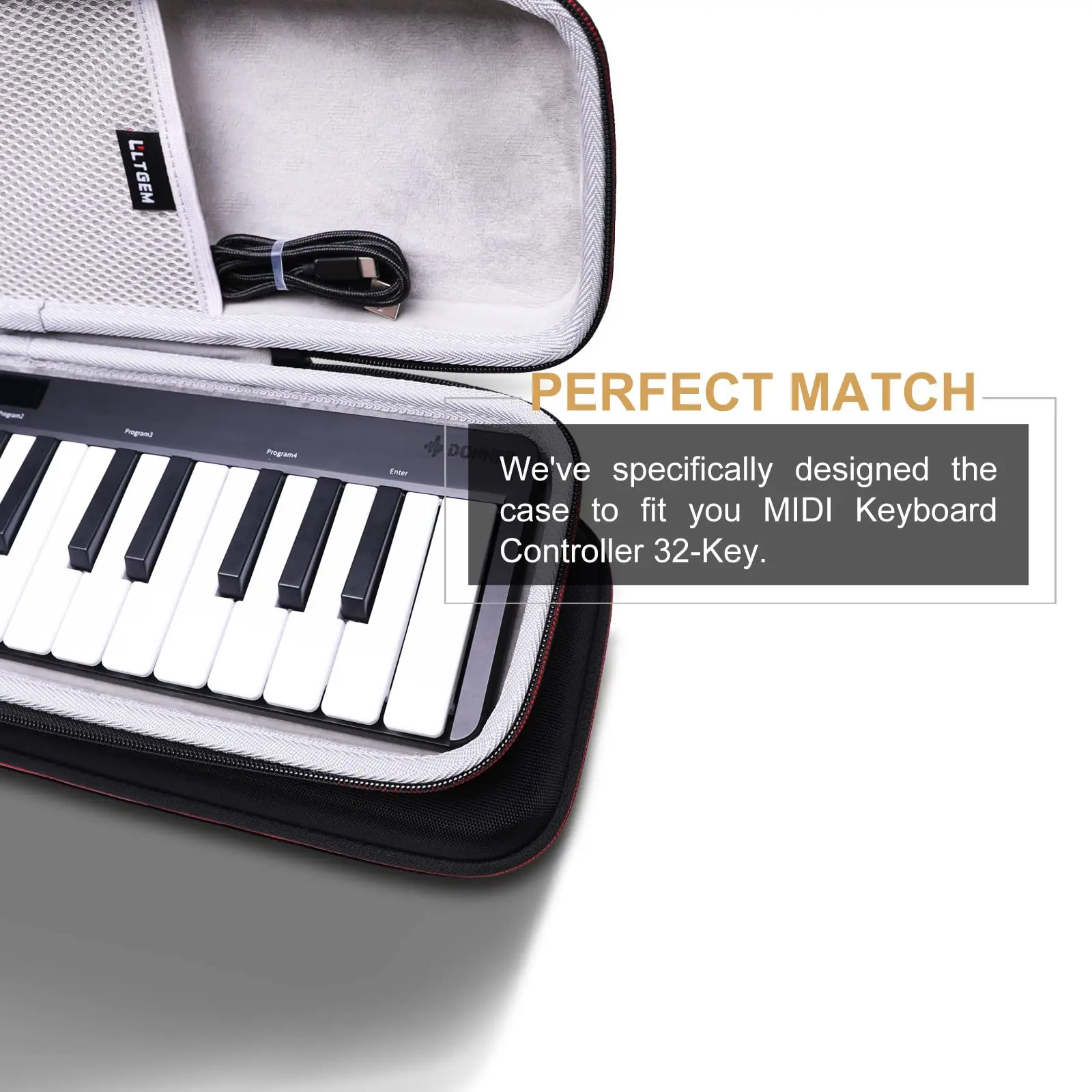 LTGEM eva Hard Case for Donner N32 32 Key MIDI Keyboard Controller Storage Bag(only case)