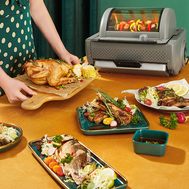 TR5250A Roast Chicken skewers Home Barbecue Machine Fully Automatic Rotating Small Indoor Smokeless Electric Roast Oven