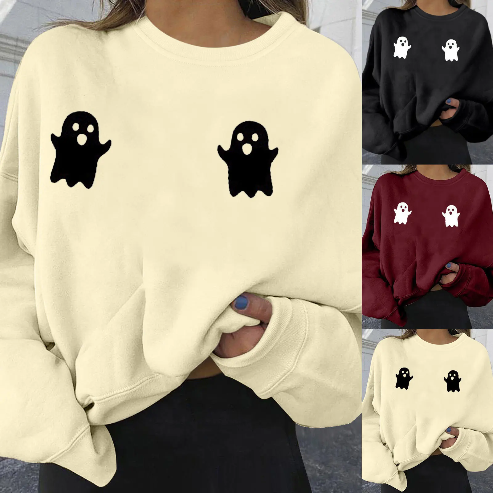 

Women's T-shirt Halloween Long Sleeve T Shirt Women Print Casual Female Tee Tops Loose Harajuku Clothing For Girls