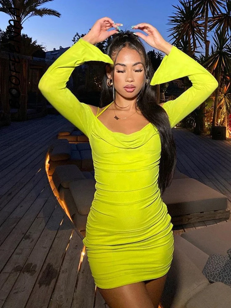 Boofeenaa 2022 Autumn Bodycon Dress Women Sexy Nightclub Outfits Off  Shoulder Backless Long Sleeve Mini Dresses C70-bi22 - Dresses - AliExpress
