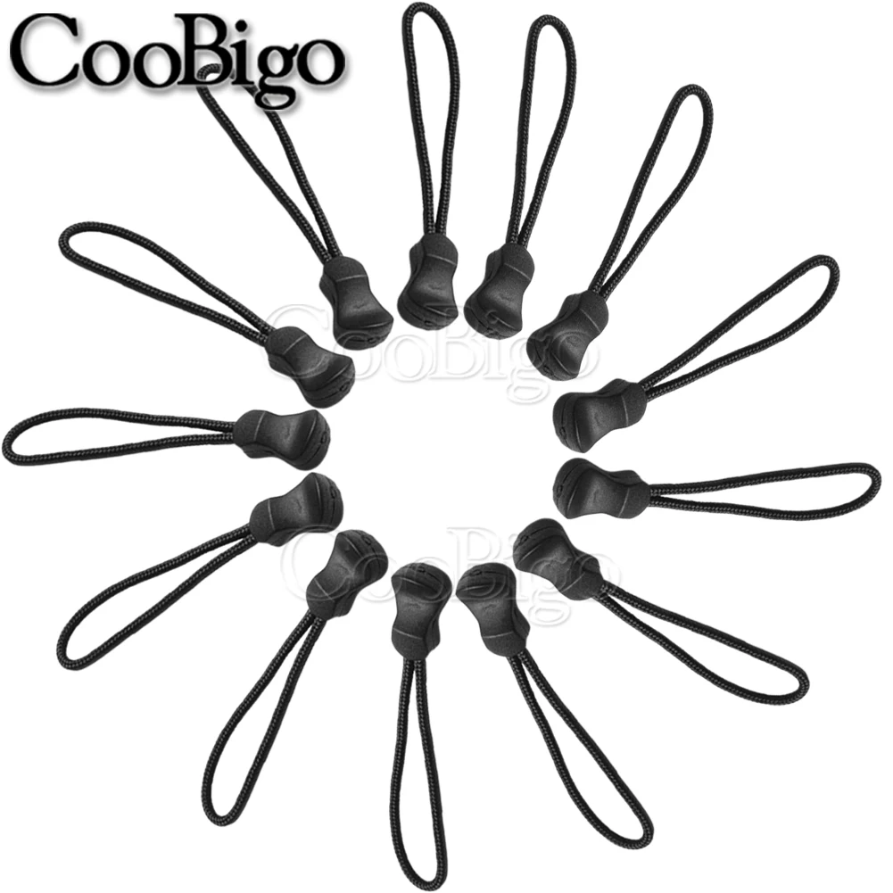10pcs Zipper Pull Cord End Strap Lariat Replacement for Apparel Backpack Bag Sportswear Luggage Sewing Accessories Plastic