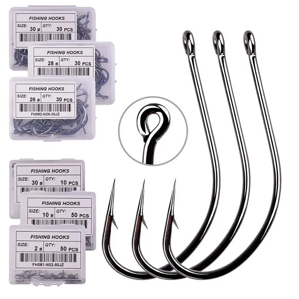 10pcs/50pcs Fishing Hooks High Carbon Stainless Steel Barbed Fishing Hooks With Ring Fishing Tackle Accessories Wholesale
