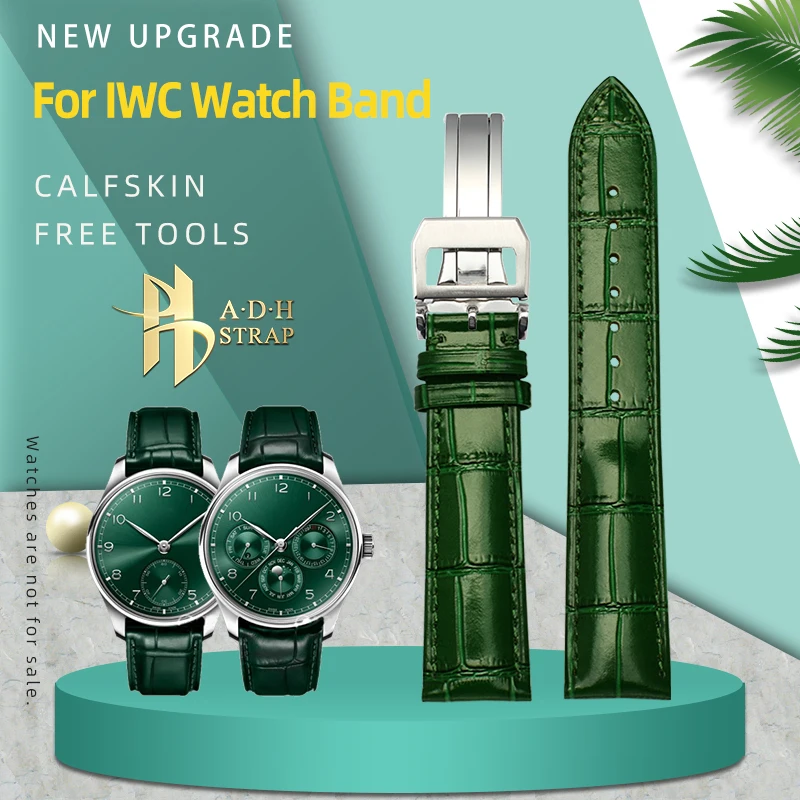 Per Iwc Iw344207 Iw358310 Portugieser Portofino Cinturino In Vera Pelle Cinturino Con Fibbia Pieghevole Da Uomo 20 21 22Mm Impermeabile