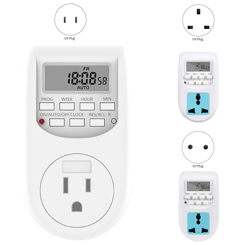 LCD Digital Programmable Timer Switch Electronic Timer Socket Household Appliances For Home Garden Devices