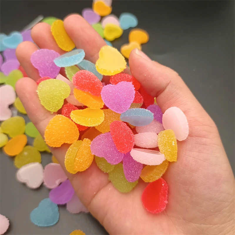 10pcs 3D 그라디언트 단색 거미 하트 네일 아트 매력 소프트 캔디 카와이 수지 사랑 네일 장식 액세서리 DIY 부품
