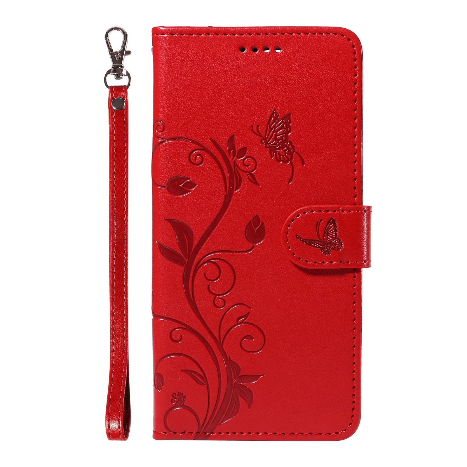 Embossed Flower Design Leather Wallet Flip Case with Card Holder