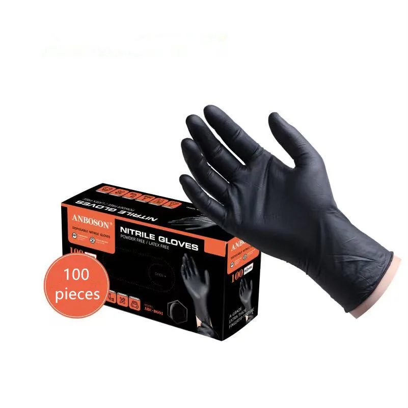 Nitrile disposable gloves black latex powder free gloves industrial grade cooking work cleaning hair dye waterproof