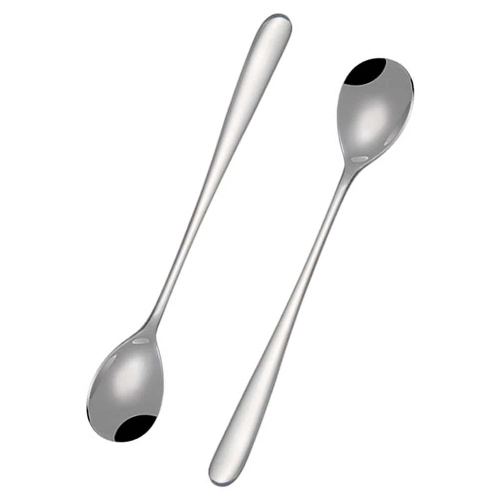 2pcs Stainless Steel Long Dessert Spoon Drinking Stirring Spoon Coffee