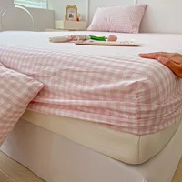 Drap-housse en coton lavé, antidérapant, avec bande élastique autour du matelas, housse de lit et taie d'oreiller 3