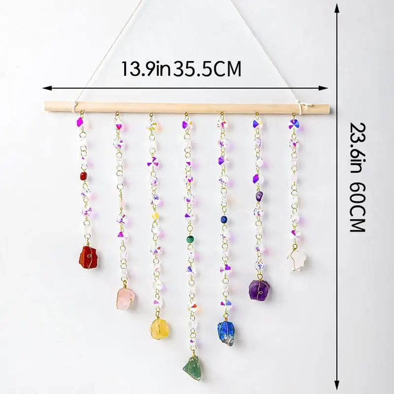 Sun catcher Crystal Wind Chimes With Chain Hanging Handmade Craft Colorful Rainbow Prism Light Catcher Christmas Garden Decor