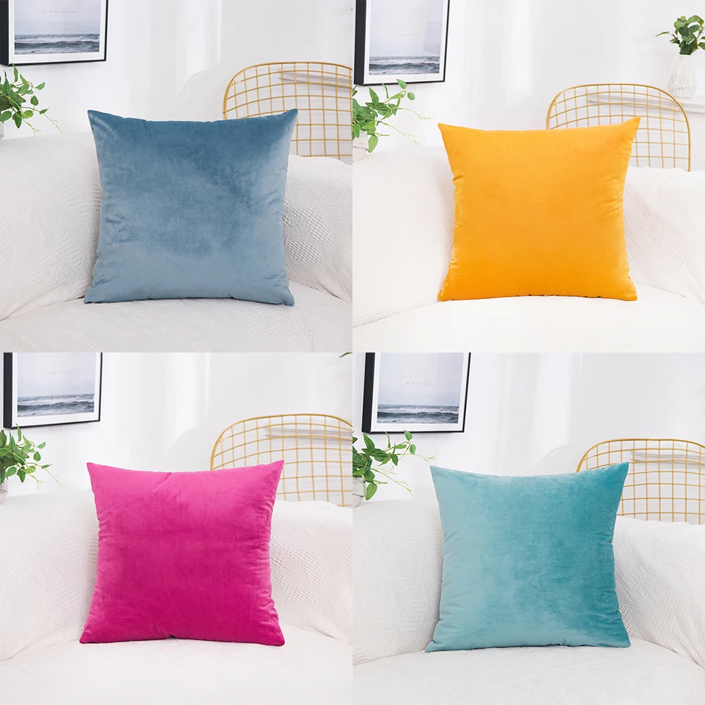 Velvet Throw Pillow Cover - Soft Solid Decorative Cushion Case for Home, Sofa, and Bedroom - Cozy Square Pillowcase