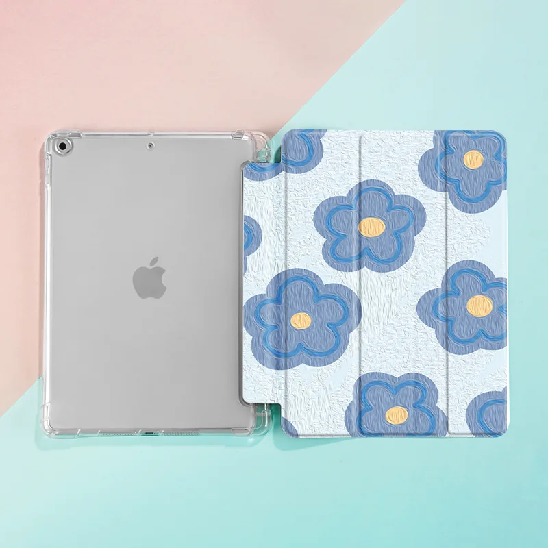 Floral Tablet Case with Pencil Holder and Sleep/Wake Feature