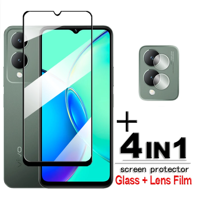 

For Vivo Y17s Glass For Vivo Y17s 4G Tempered Glass 2.5D Full Cover Glue HD Screen Protector For Vivo Y17s Lens Film 6.56 inch