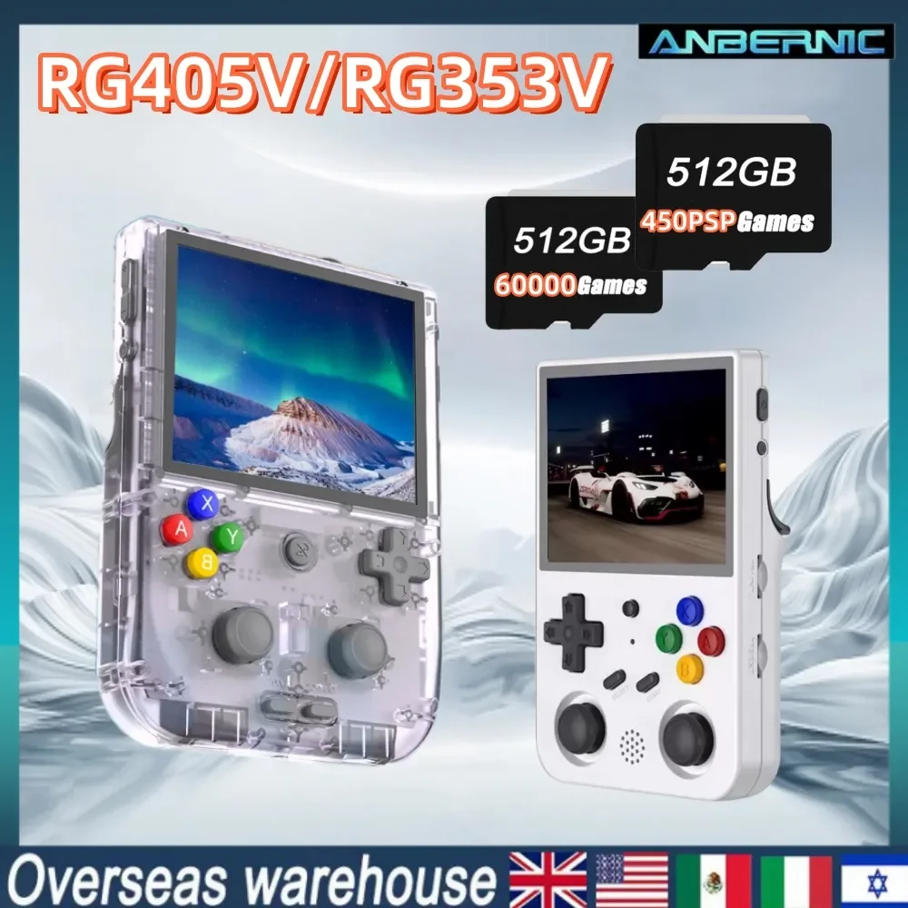 Anbernic Rg405V Rg353V Lettore Di Giochi Portatile Retrò 4 Pollici Android 12 Ips Touch Screen T618 64-Bit Wifi 512G 60000 Giochi Regalo Psp