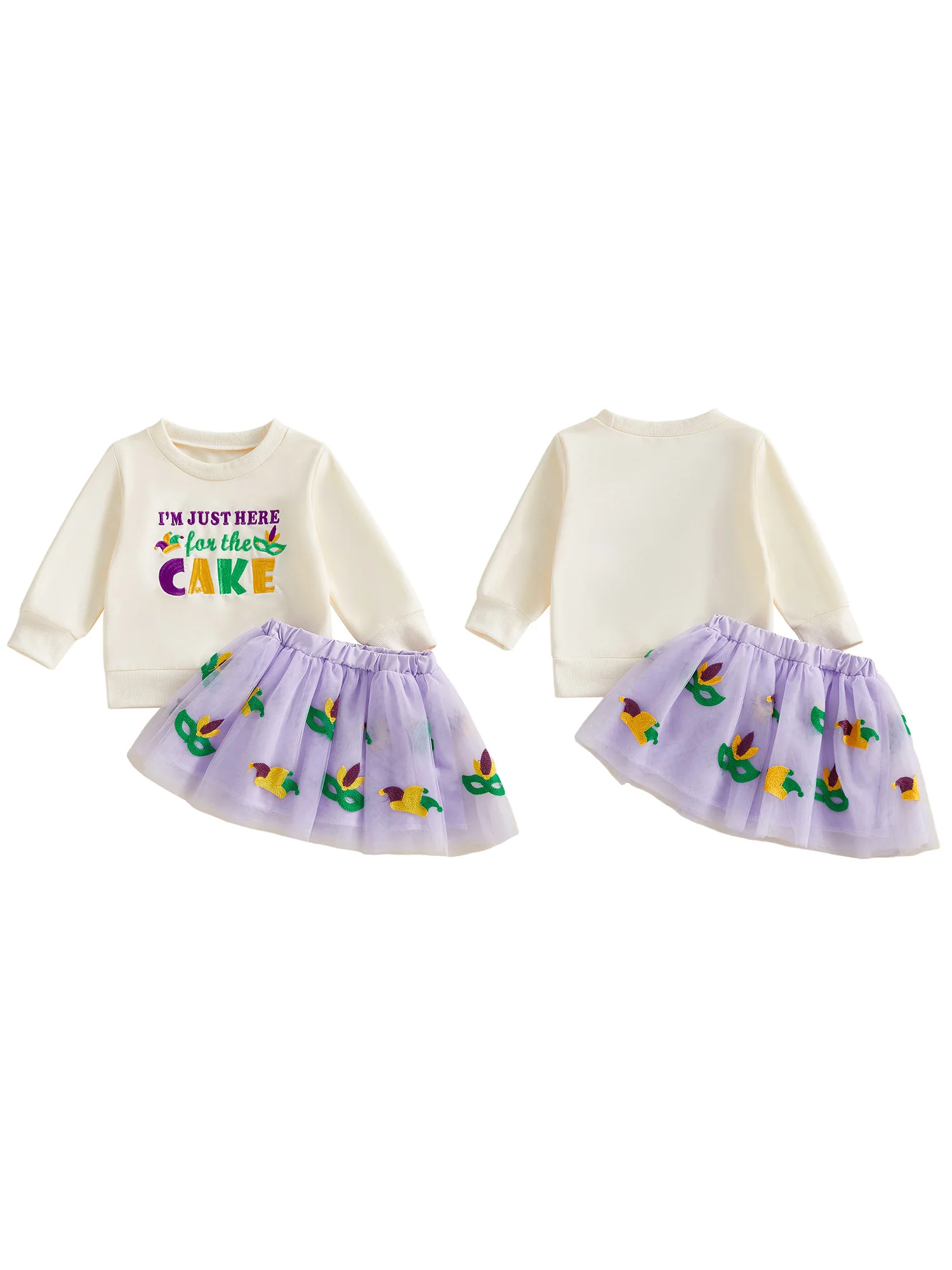 Women s Fall Festival Embroidered Blouse and Tulle Skirt Set with Long Sleeves and O Neckline for Autumn Celebration