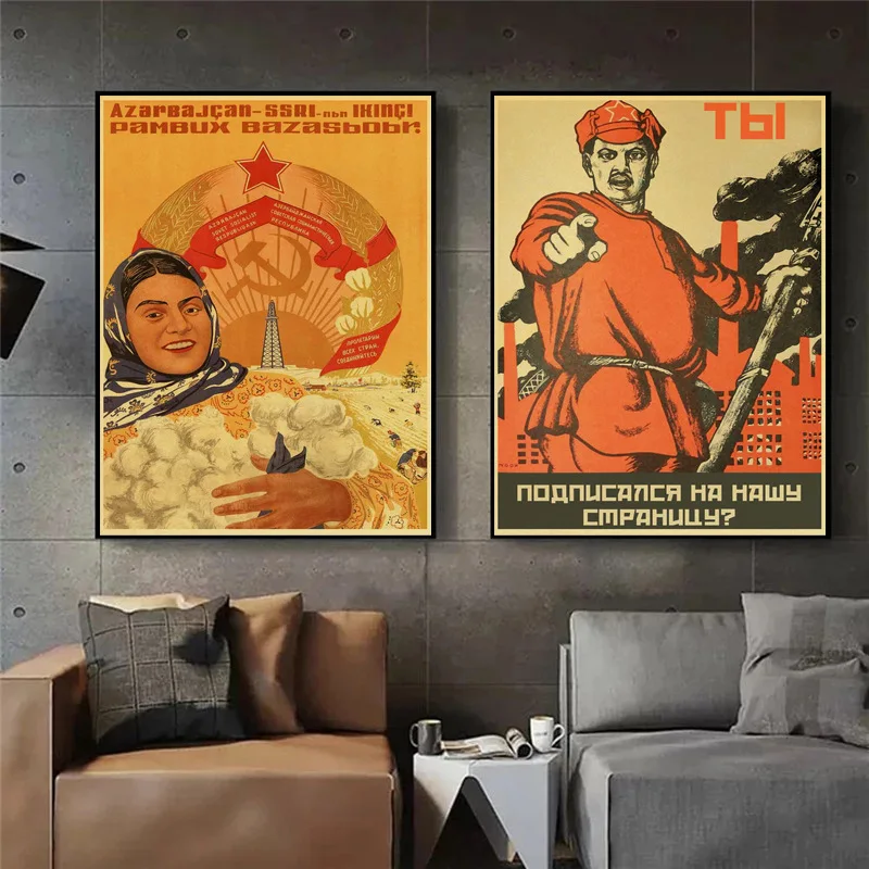 Buy Three Get Four USSR CCCP Russian Stalin Portrait Poster Prints Vintage Home Room Art Wall Decoration Soviet Retro Painting