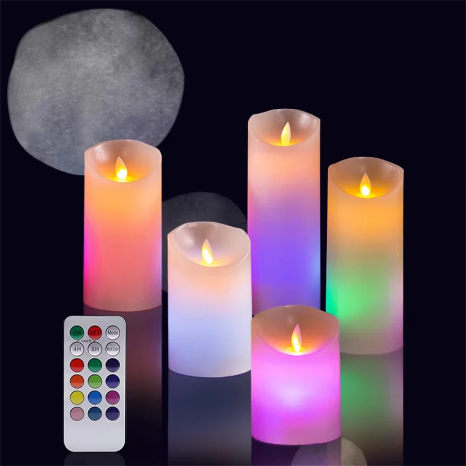 Changing LED Pillar Flameless Candles Lights Creative W/18keys Controller Timer Function for Wedding Home Bar party Decor